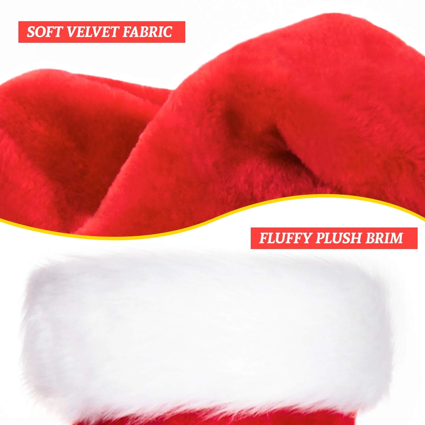 2Pack Christmas Hat,Santa Hat,Xmas Holiday Hat for Adults,Unisex Velvet Classic Santa Hat