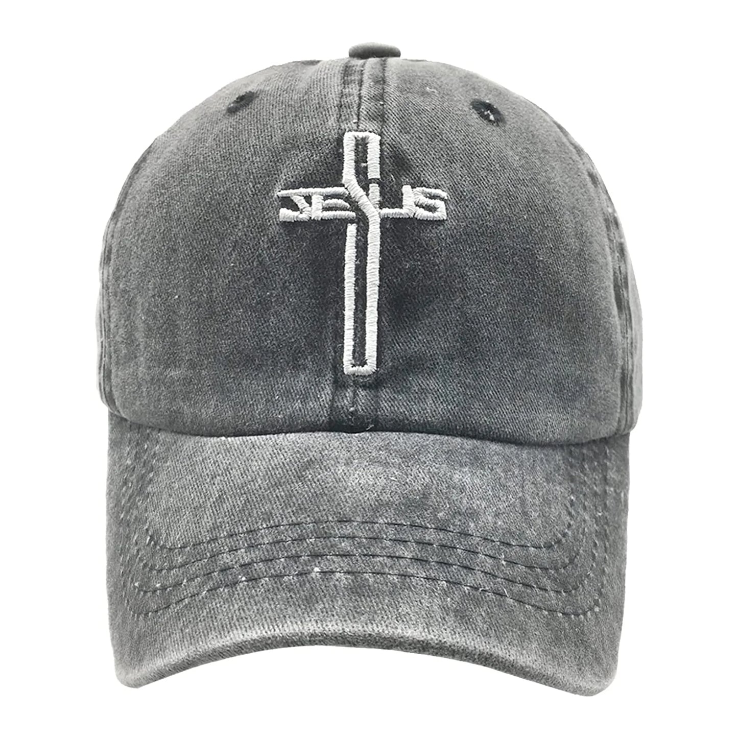 Embroidered Christian Jesus Cross Hat for Men Women, Vintage Washed Dad Hats Adjustable Baseball Cap