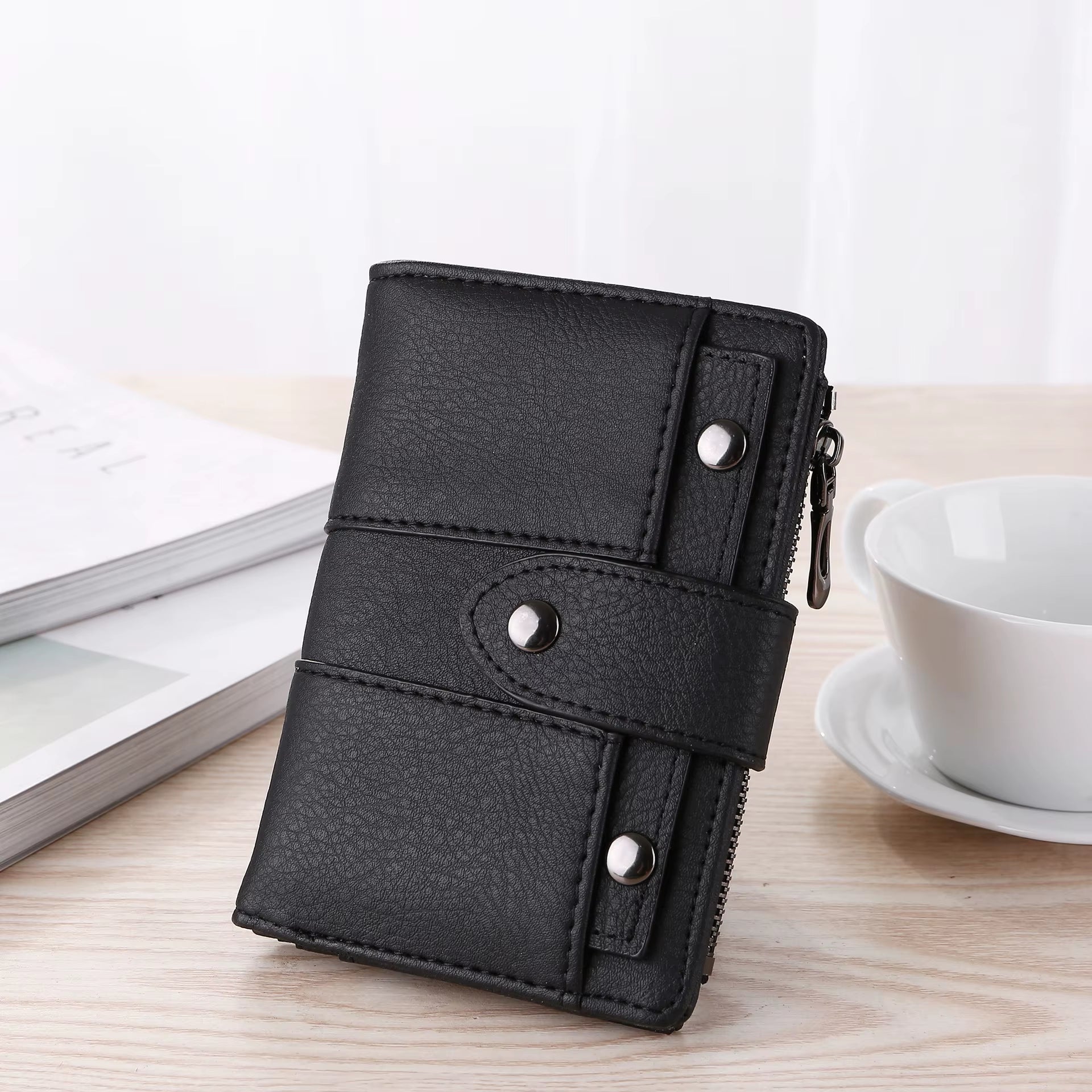 Women Wallet Simple Retro Rivets Short Wallet Coin Purse Card Holders Handbag for Girls Purse Small Wallet Ladies Bolsa Feminina