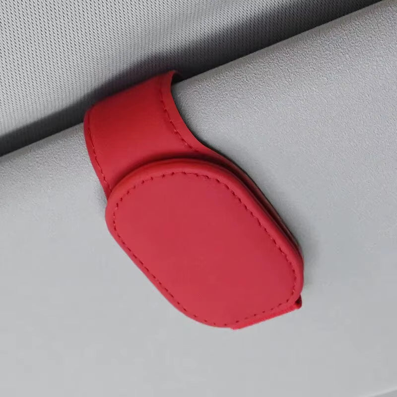 Universal Car Auto Sun Visor Eyeglass Hanger Clip Leather Glasses Holder Magnetic Multi-Function Automobile Accessories Storage