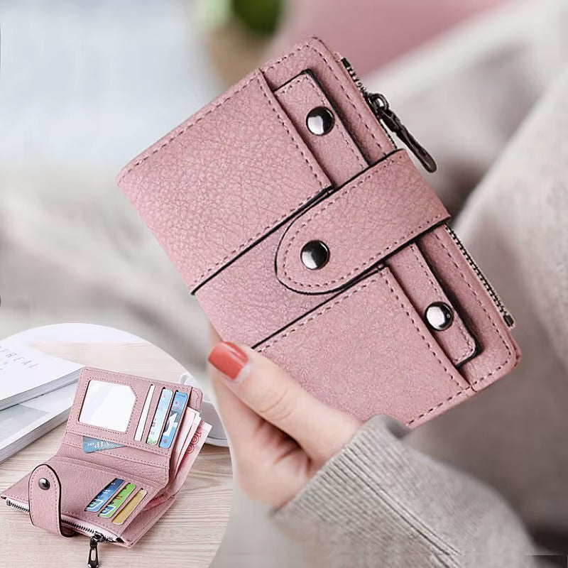 Women Wallet Simple Retro Rivets Short Wallet Coin Purse Card Holders Handbag for Girls Purse Small Wallet Ladies Bolsa Feminina